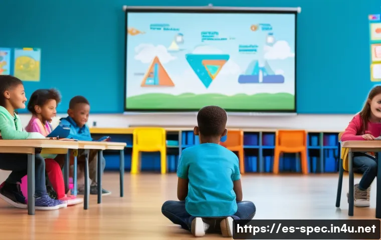 장애 유형별 특수교육 - **Prompt:** A vibrant, inclusive classroom filled with natural light. A diverse group of elementary ...