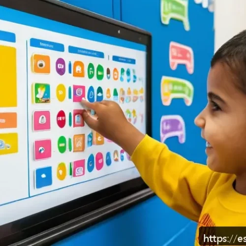지적장애 학생 교육 - A bright and inclusive classroom scene in a Spanish school, showing a diverse group of children with...