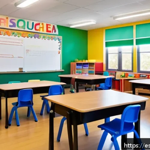 특수교육과 난독증 교육 - A bright, warm classroom designed for students with dyslexia, featuring soft lighting and minimal vi...